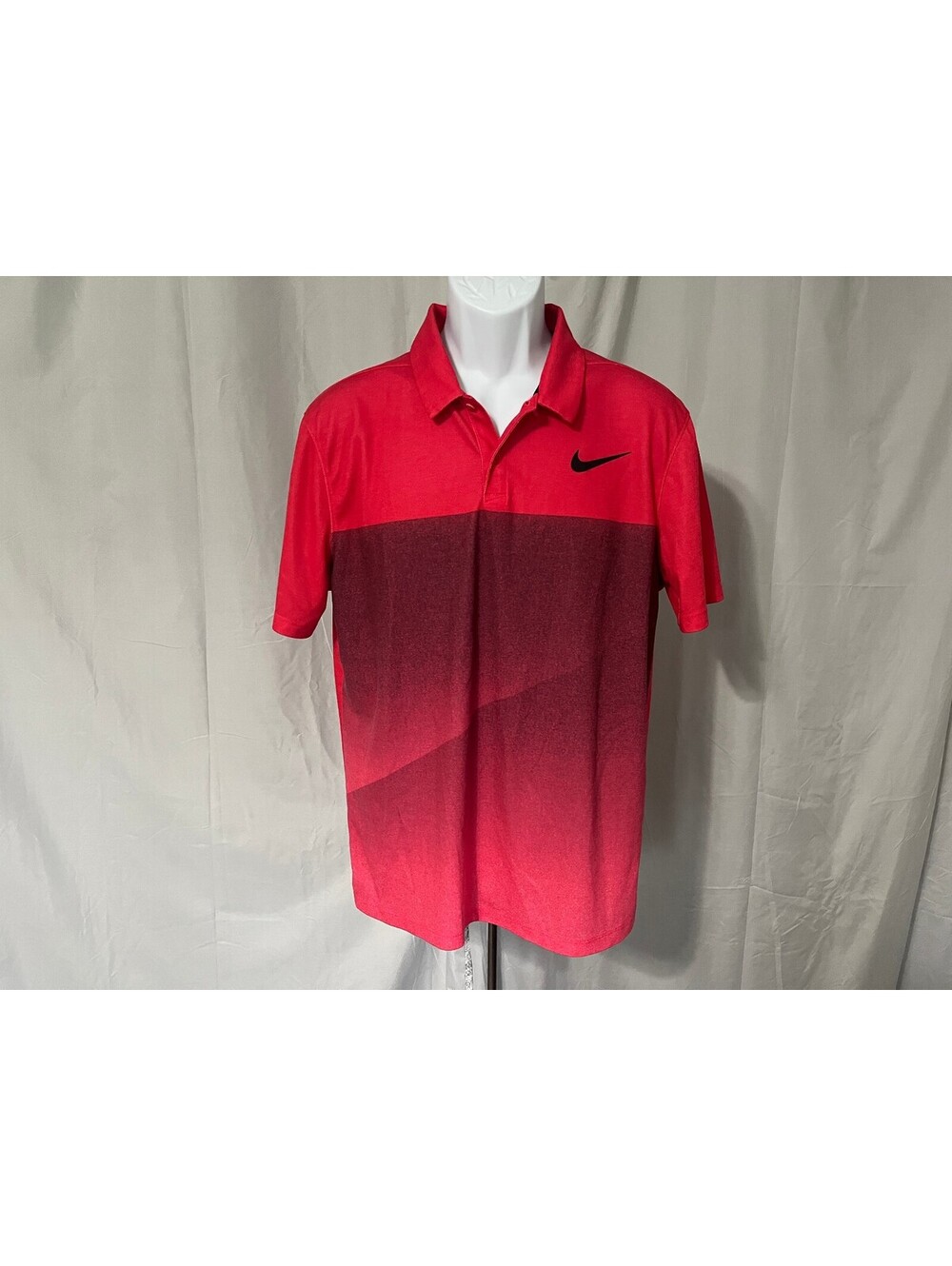 Nike Men's Red Black Modern Fit Short Sleeve Golf Polo Large L EUC